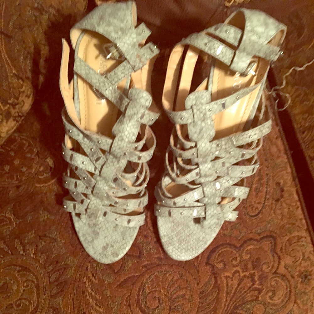 Sage green heeled sandals